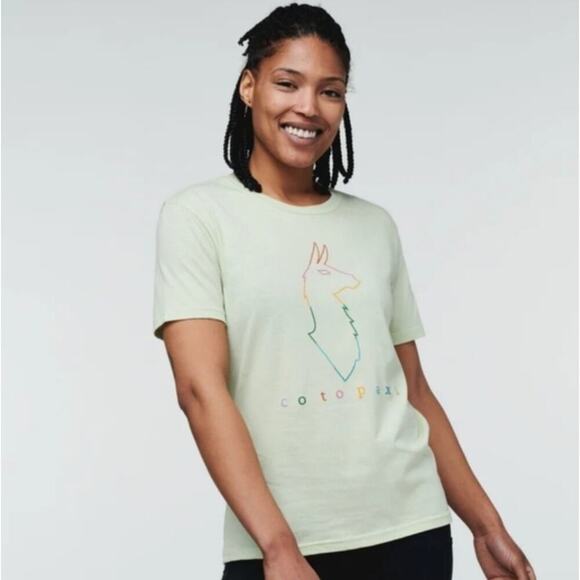 Cotopaxi Electric Llama Tshirt Women's Size M Rainbow Athleisure Outdoors - Picture 1 of 5